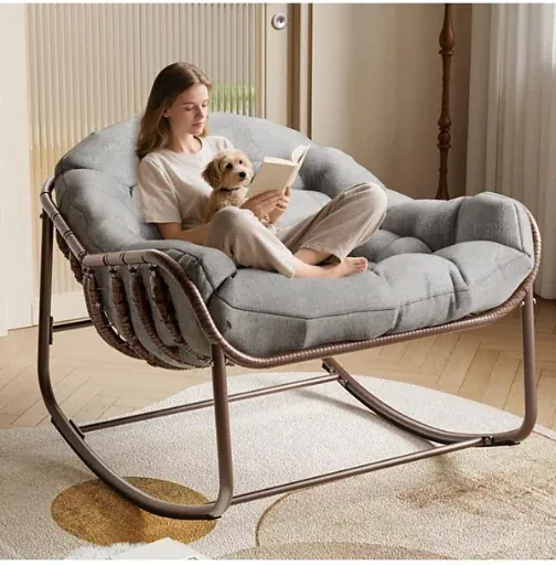Homfan Rocking Egg Chair with Extra-Thick Cushions and 450 lb Capacity