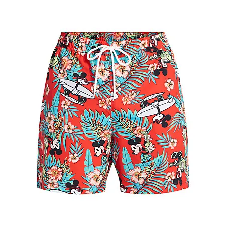 Disney Mickey Mouse Men's Beach Swim Trunks (Red, Various)