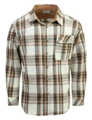Drazivon Men's Cotton Flannel Long Sleeve Plaid Shirt