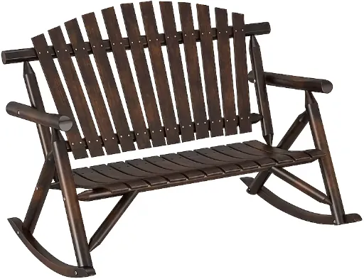 Style Selections Joyful Days Loveseat Dark Brown Wood Frame Rocking Chair with Slat Seat