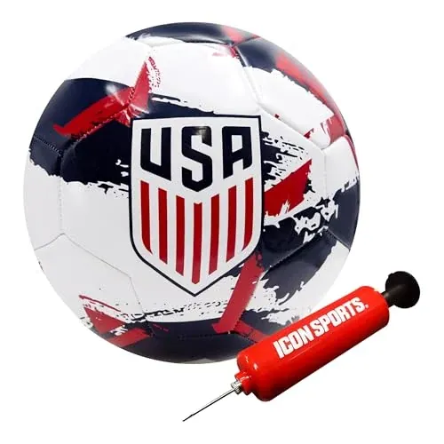 Icon Sports Officially Licensed US Soccer Federation Soccer Ball w/ Pump (Size 5)