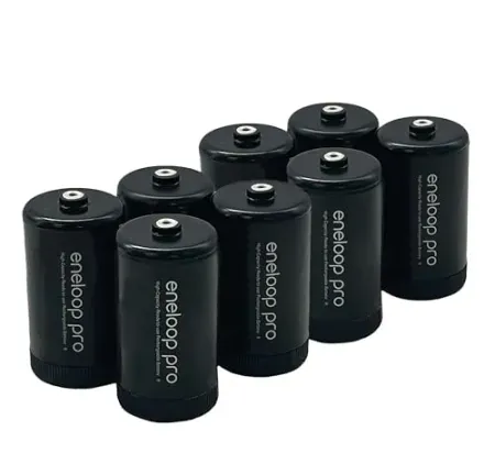 8pk Eneloop Panasonic Pro D Size Adapters for Rechargeable AA Batteries