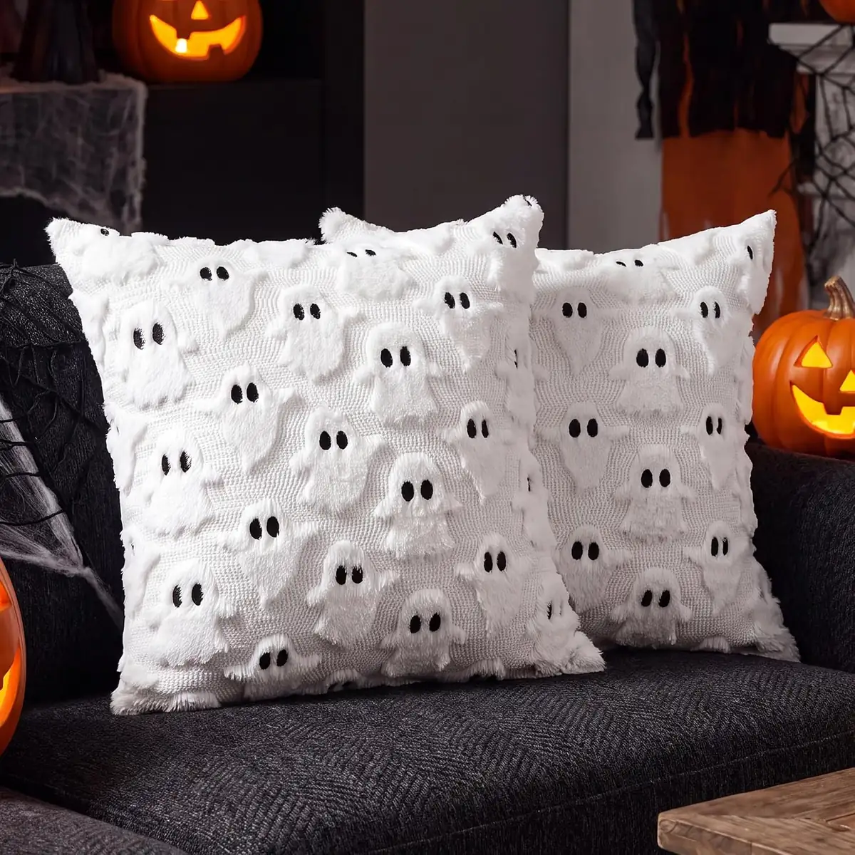 3D Ghost Halloween Pillow Covers 18×18″ 2-Pack