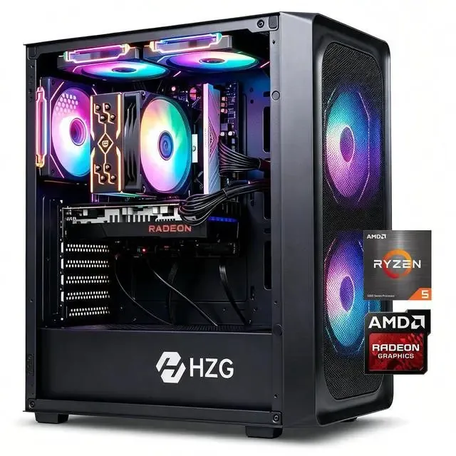 HZG M500 Ryzen 5 5600 Radeon RX 6600 Gaming Desktop PC
