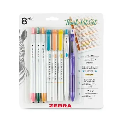 Zebra 8-Count Think Kit Multicolor Pen Set
