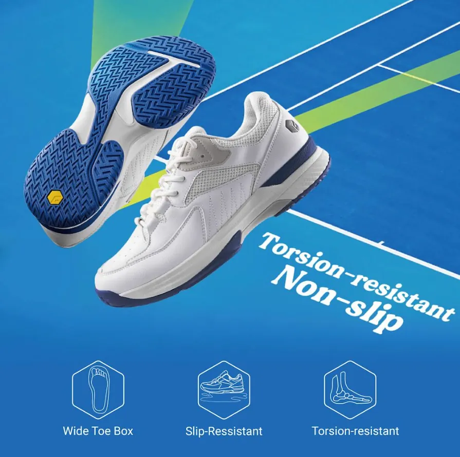 FitVille Men's Court Tennis Amadeus V1 Lightweight Wide/Extra Wide Comfort Sneakers