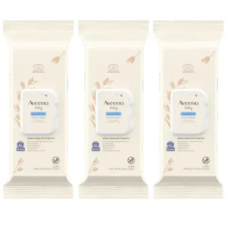 3-Pack Aveeno Baby Sensitive All Over Wipes (64ct)