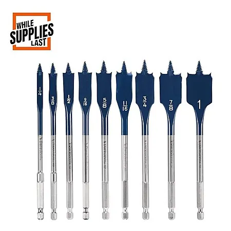 9-Pc Bosch Daredevil High Carbon Steel Standard Spade Bit Set