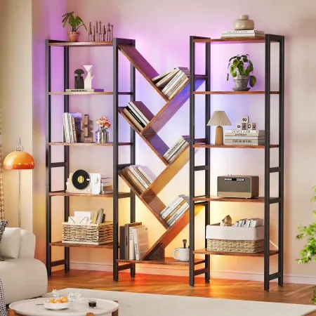 5-Tier Casacomoda Triple Bookshelf w/ RGB LED Lights