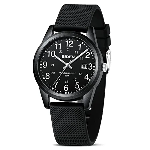 LN LENQIN 40mm Analog Quartz Sports Watch w/ Glow Dial & Second Hand