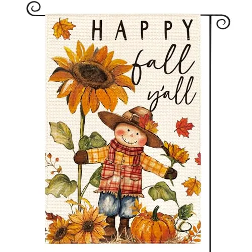 AVOIN Colorlife Fall Scarecrow Garden Flag 12x18"
