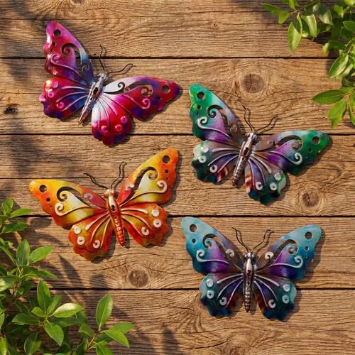 Hoikwo Vivid Metal Butterfly Wall Decor 4 Pack