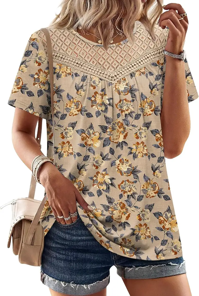 Wiholl Women’s Short Sleeve Lace Shirt