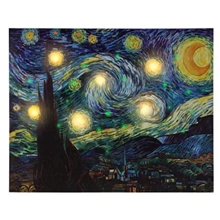 Lavish Home 20" x 16" "Starry Night" Canvas Art w/ LED Lights
