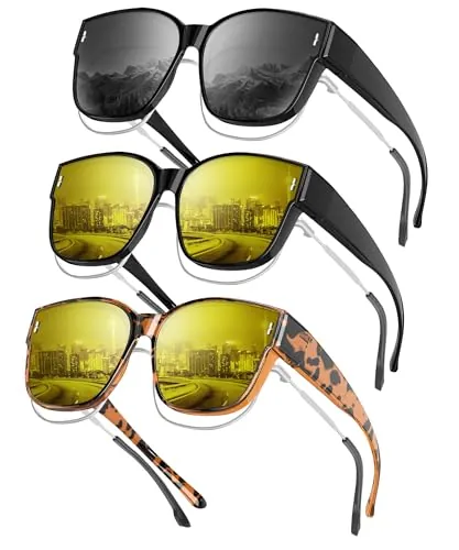 KALIYADI Fit-Over-Glasses Polarized Sunglasses 3-Pack