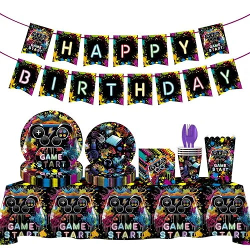202pcs Video Game Themed Birthday Decoration Set