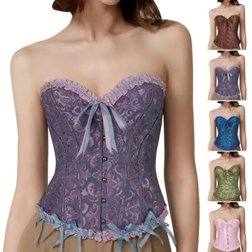 Lace Up Corset Boned Bustier Push Up Bodyshaper