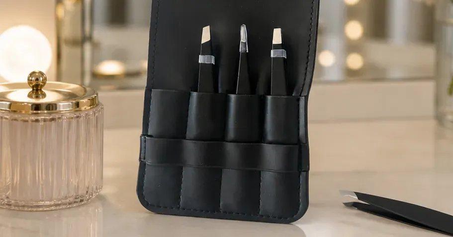 4-Piece Tweezer Set w/ Travel Case