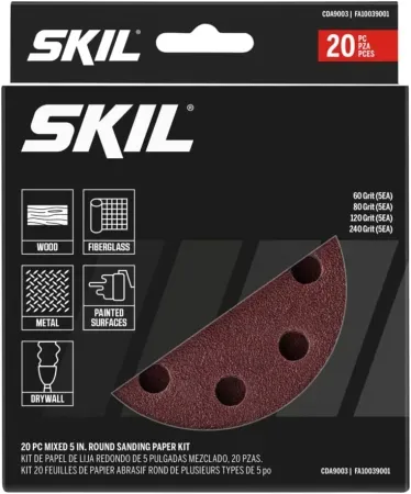 20-Piece Skil Sanders Mixed 5" Round Sanding Paper Kit