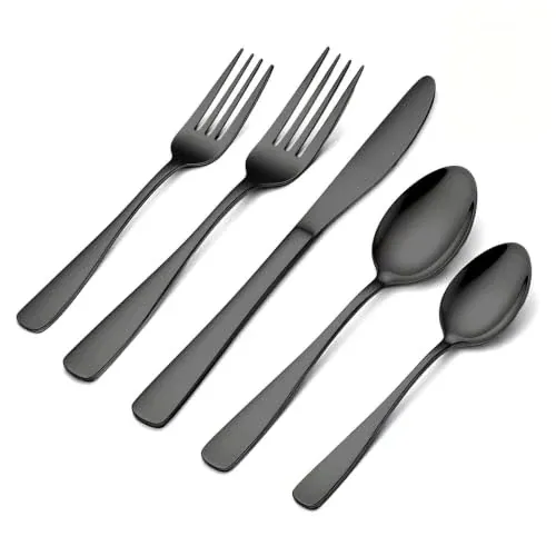 BEWOS 20-Piece Stainless Steel Flatware Set for 4 (Black)