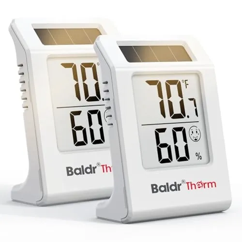 Solar-Powered Digital Thermometer and Hygrometer 2-Pack