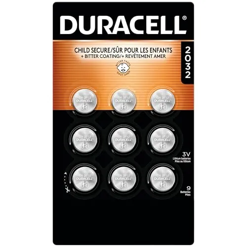 DURACELL CR2032 3V Lithium Coin Batteries 9-Count