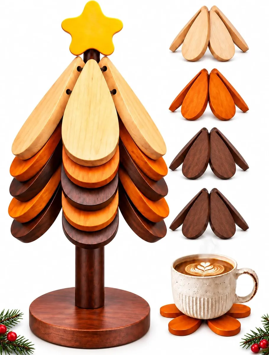 Christmas Kitchen Wooden Trivets 5-Piece Set
