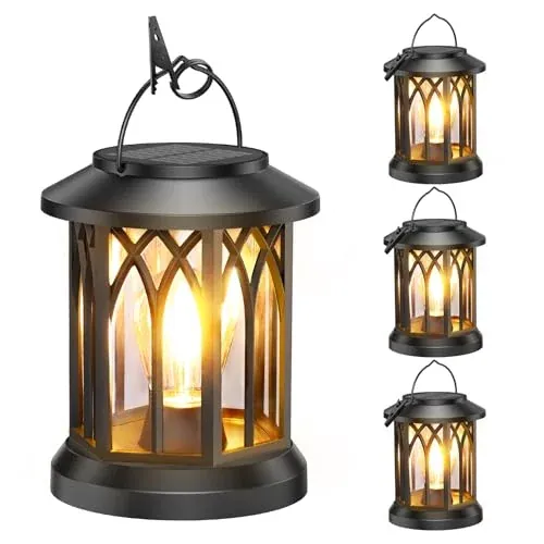 WdtPro 4-Pack Hanging Solar Waterproof Outdoor Lanterns