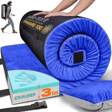 Gaialoop 3" Dual Layer Memory Foam Camping Mattress w/ Washable Cover
