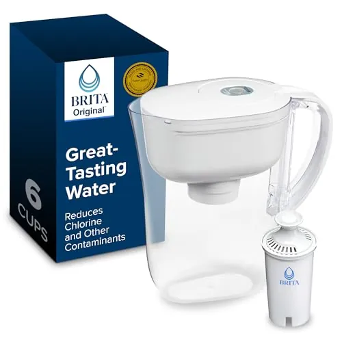 Brita Small 6-Cup Water Filter Pitcher, White