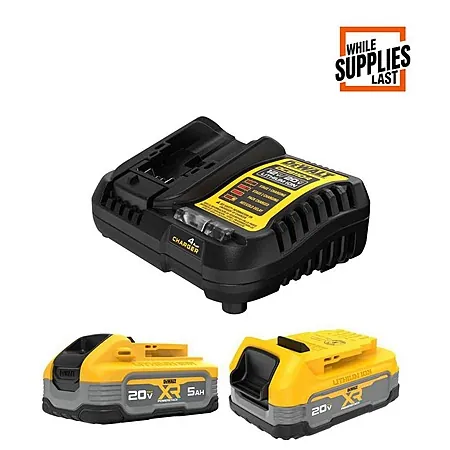 DeWALT 20V MAX XR POWERSTACK Battery Starter Kit (5Ah + 1.7Ah + Charger)