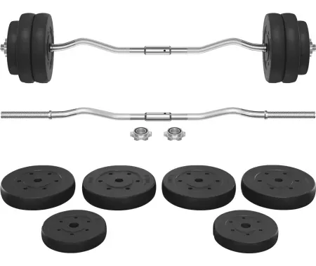 Yaheetech 66lb Barbell Weight Set w/ Plates & Detachable Curl Bar