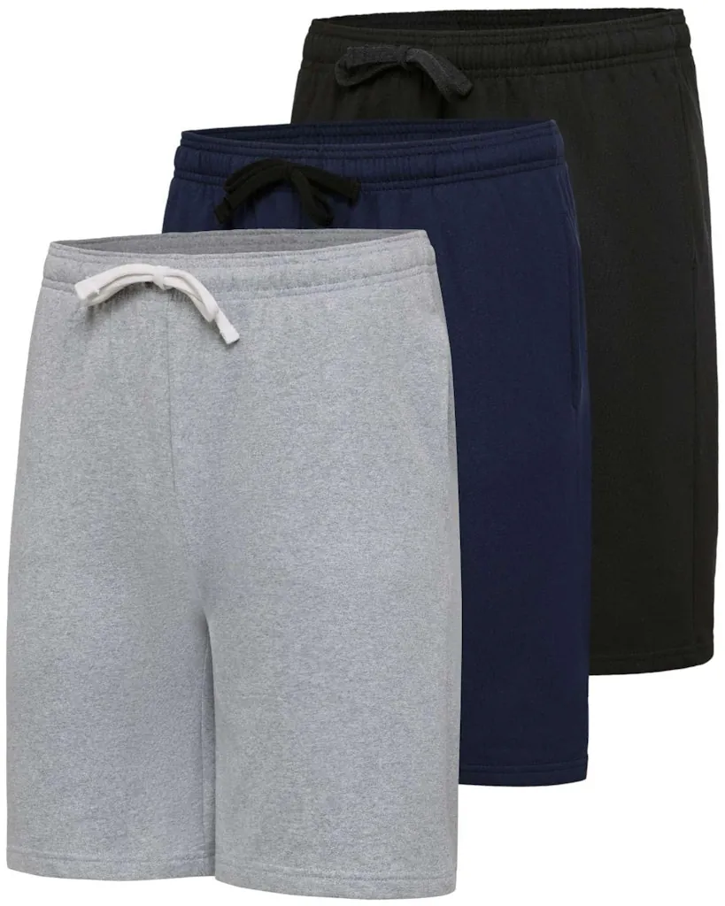 Real Essentials Men's 9" Fleece Lounge Shorts 3-Pack