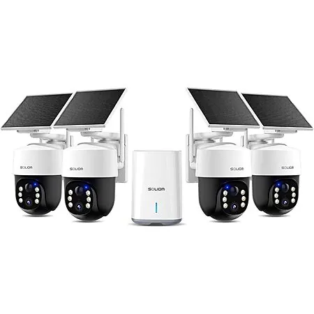 4-ct SOLIOM Solar-Powered 4K Outdoor Wireless Security Camera Kit