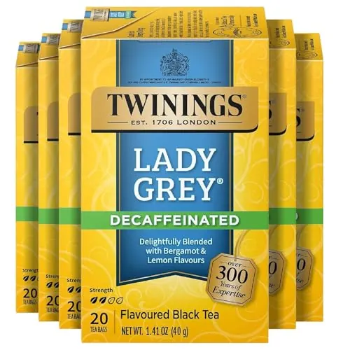 Twinings Decaffeinated Lady Grey Individually Wrapped Tea Bags 6-Pack 20-Count