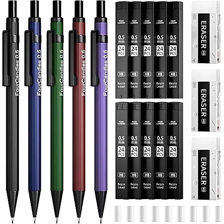 19-Pc Four Candies Metal Mechanical Pencils Set (0.5 or 0.7mm)