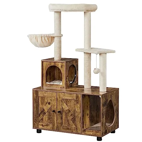 Yaheetech All-in-one Litter Box Enclosure with Cat Tree