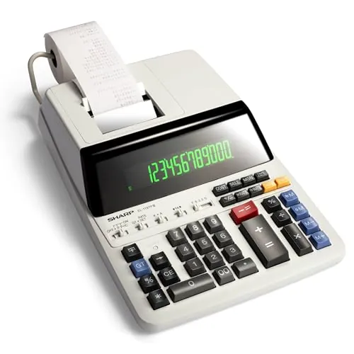 Sharp Heavy Duty Color Printing Calculator, White (EL-1197PIII)