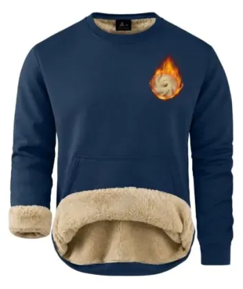 ZITY Men's Sherpa-Lined Fleece Crewneck Sweatshirt