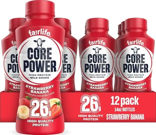 Core Power Fairlife 26g Protein Milk Shake (Strawberry Banana) 12-Pack