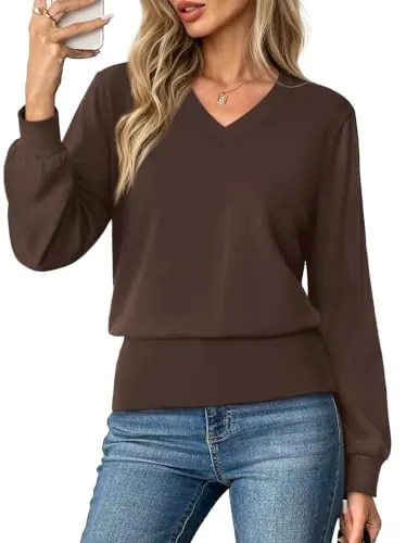 OFEFEAN V Neck Top