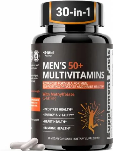 Multivitamin for Men Over 50 W/CoQ10, Methylfolate, Saw Palmetto, 90 Count