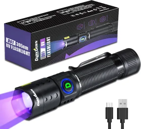 DARKDAWN 395nm USB-C Rechargeable UV Black Light Flashlight