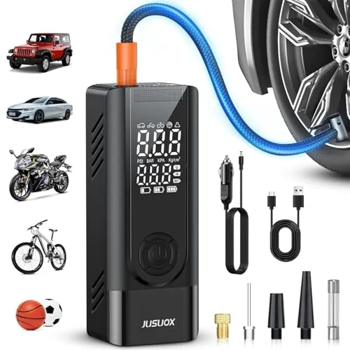 JUSUOX 150 PSI Portable Tire Inflator Air Compressor w/ Dual Power