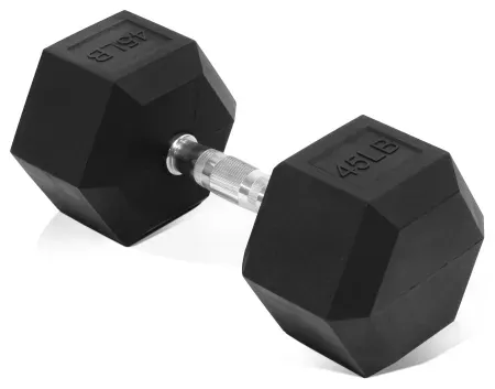 Flexwave 45lb Rubber Hex Dumbbell w/ Non-Slip Grip (Single)