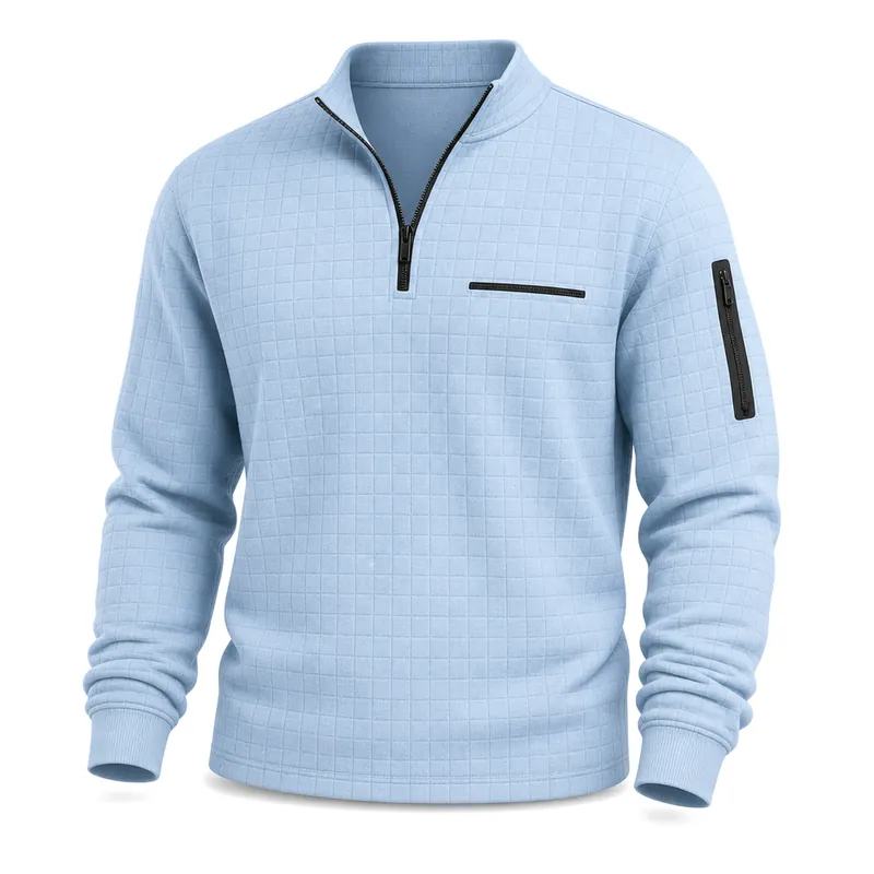 Quarter Zip Textured Waffle Polo for 2