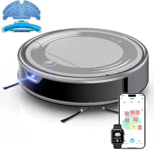 Ultra Thin Robot Vacuum and Mop 6000Pa with ToF LiDAR