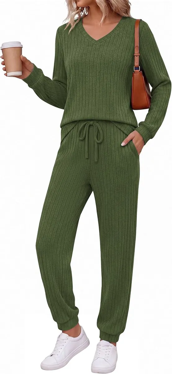 Ekouaer Ribbed Knit Lounge Set