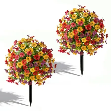 Set-of-2 Little Glee Artificial Topiary Trees