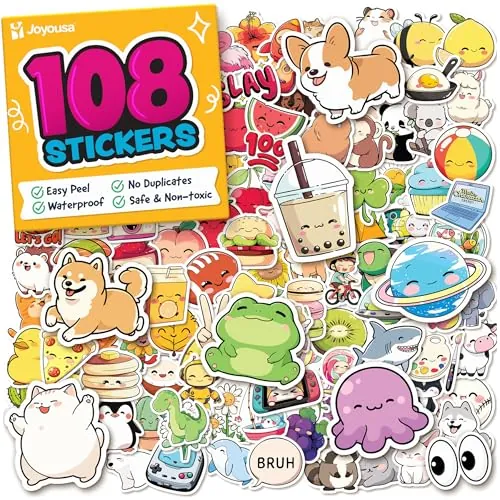 Waterproof Vinyl Stickers 108-Piece